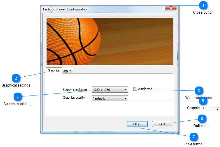 Tactic3dViewer configuration window