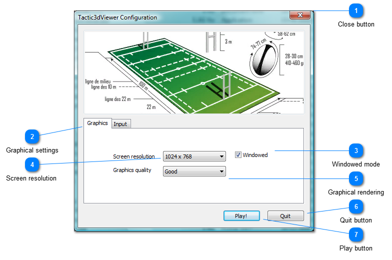 Tactic3dViewer configuration window